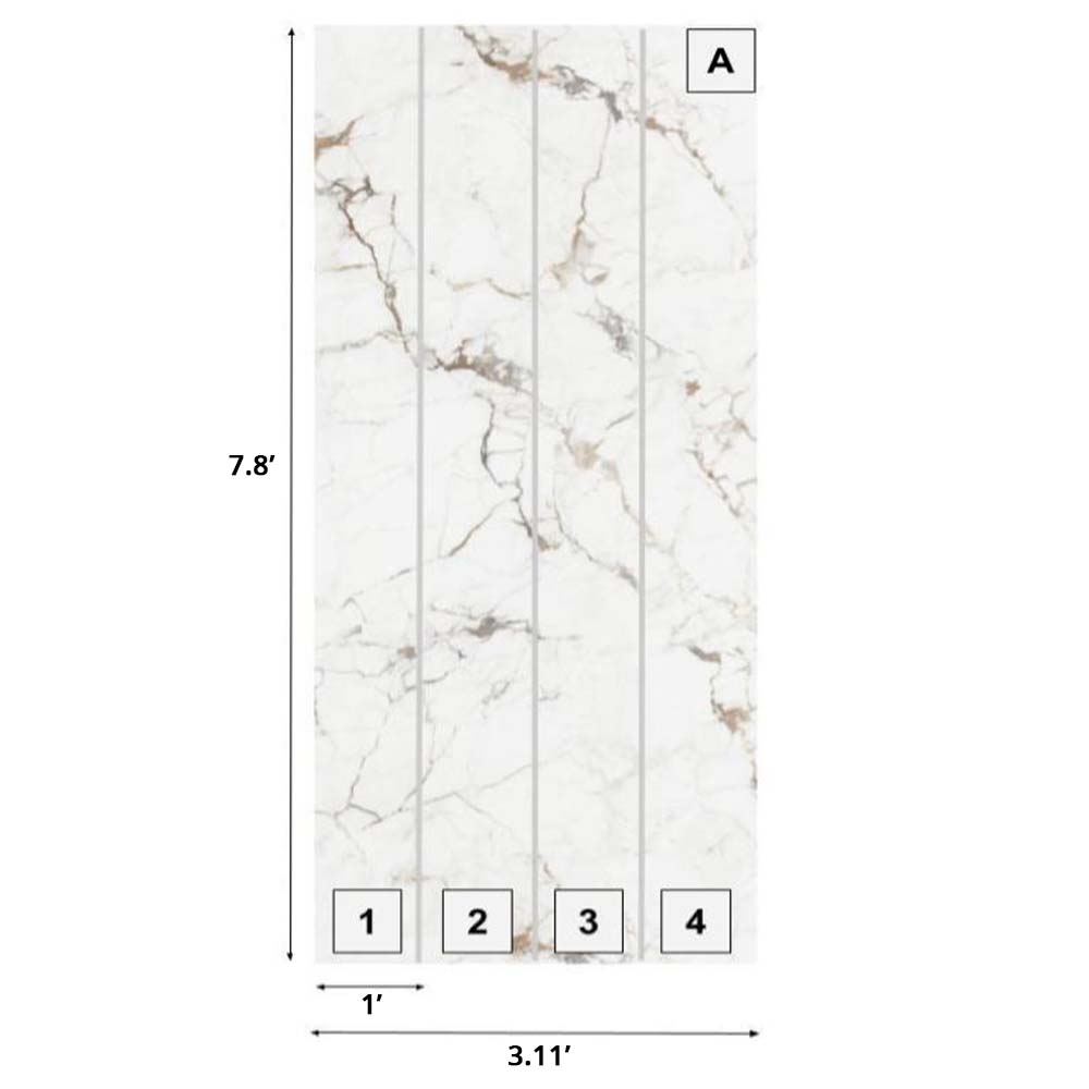 Kitchen Wall Panels, Capraia Bianco Marble Effect Wall Panels, High Gloss