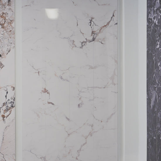 Kitchen Wall Panels, Capraia Bianco Marble Effect Wall Panels, High Gloss