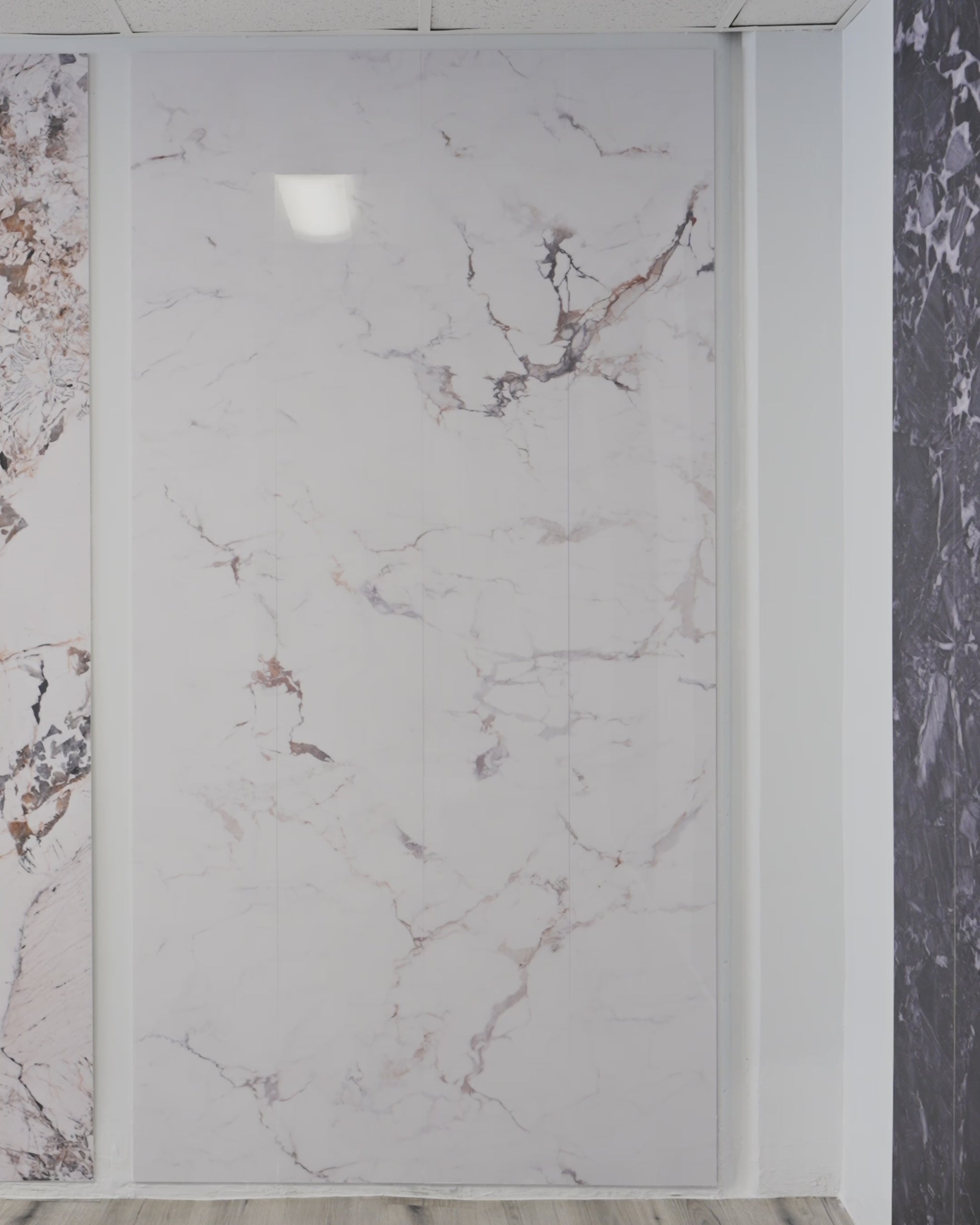 Kitchen Wall Panels, Capraia Bianco Marble Effect Wall Panels, High Gloss